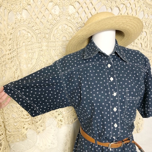 VNTG | navy button down collar dress - Picture 8 of 11